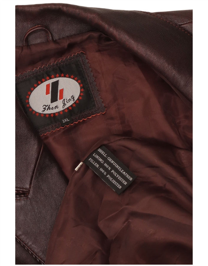 Vintage dame 3-knaps læder blazerjakke UK 22 3XL Burgundy læder