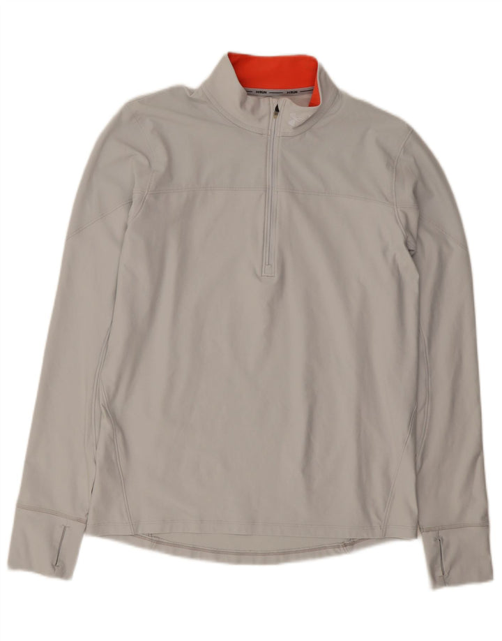 UNDER ARMOUR Mens Fitted Zip Neck Pullover Tracksuit Top Medium Grey Vintage Under Armour and Second-Hand Under Armour from Messina Hembry 