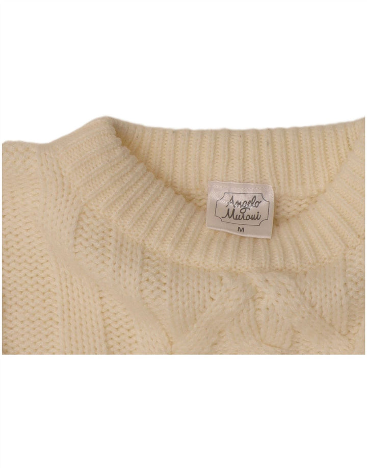 Angelo Muroni Herre Crew Neck Jumper Sweater Medium White Polyacrylic