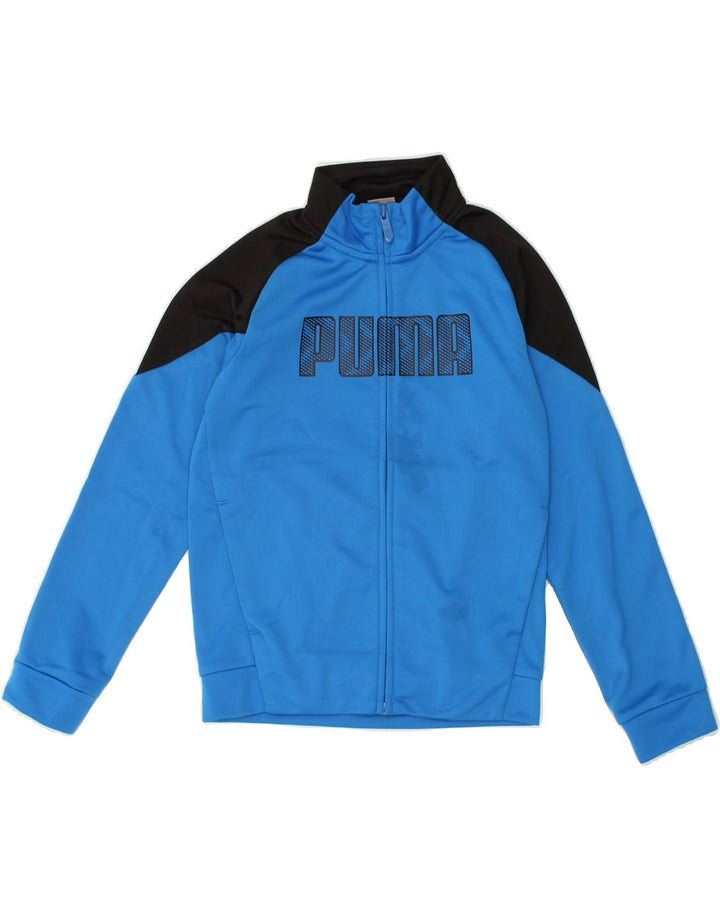 PUMA Boys Graphic Tracksuit Top Jacket 9-10 Years Blue Colourblock Vintage Puma and Second-Hand Puma from Messina Hembry 