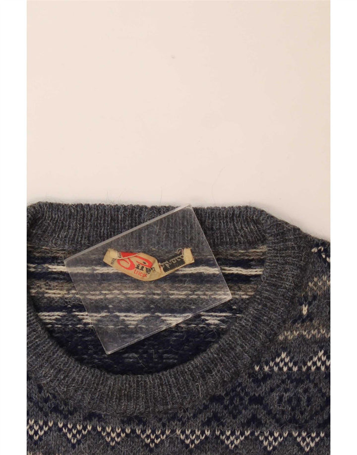Silvy Herre Crew Neck Jumper Sweater IT 50 Medium Navy Blue Fair Isle
