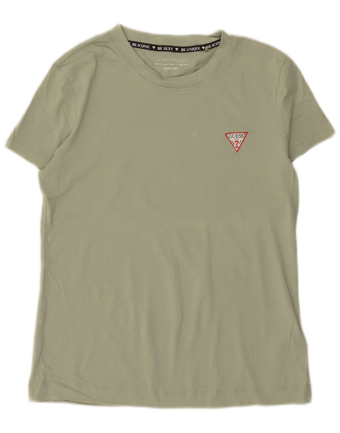 Guess Dame T-Shirt Top UK 12 Medium Grøn Bomuld