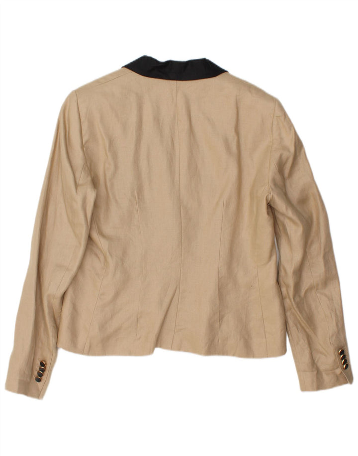 MANGO Dame 1-knaps blazerjakke EU 42 Large Beige Colourblock Linned
