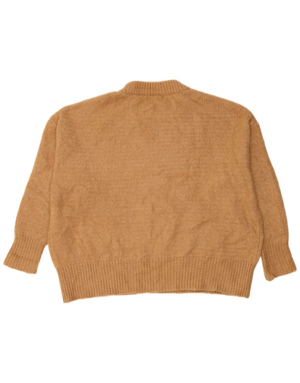 Zara Dame Oversized Crew Neck Jumper Sweater UK 14 Medium Brun Akryl