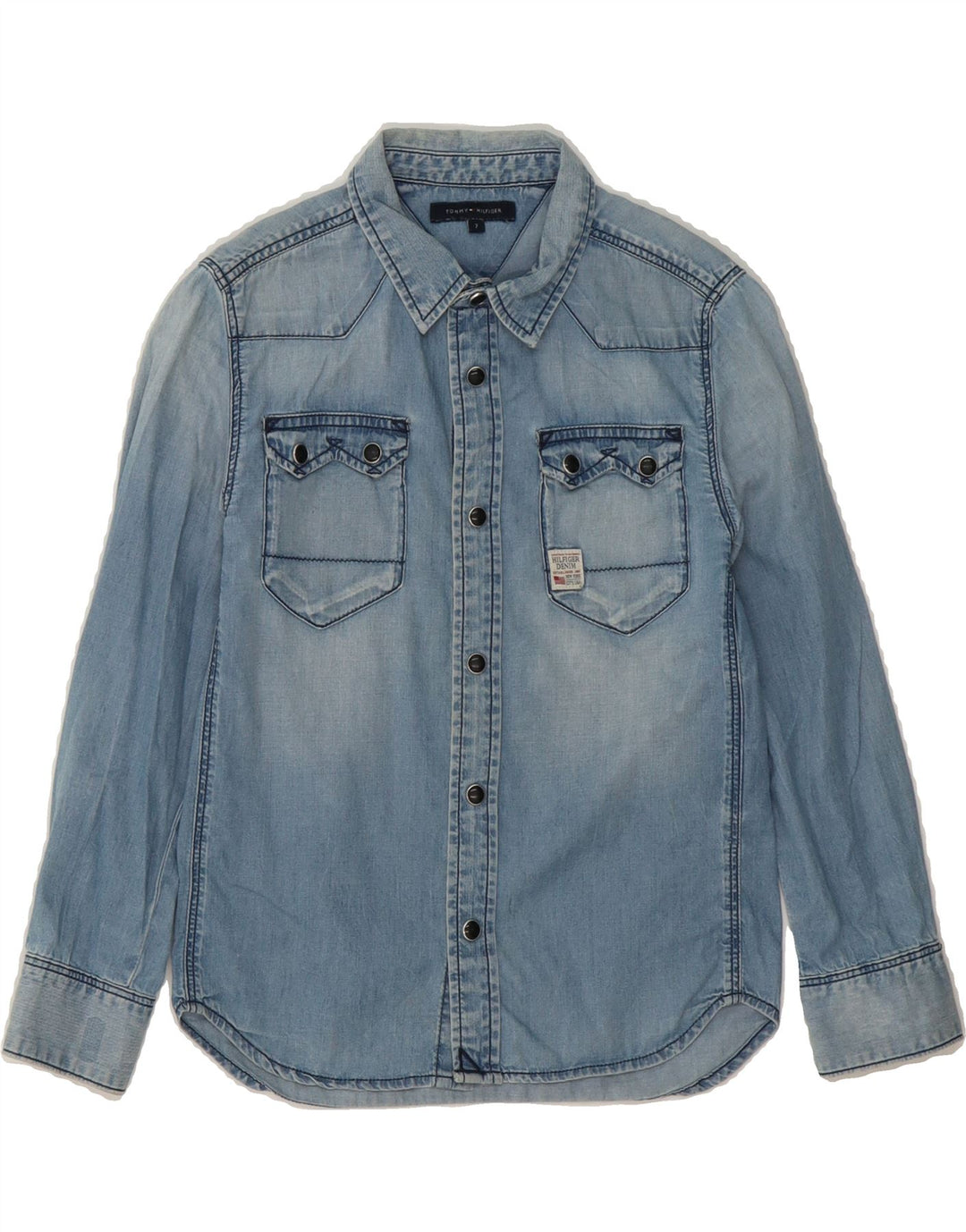 TOMMY HILFIGER Boys Denim Shirt 6-7 Years Blue Cotton Vintage Tommy Hilfiger and Second-Hand Tommy Hilfiger from Messina Hembry 