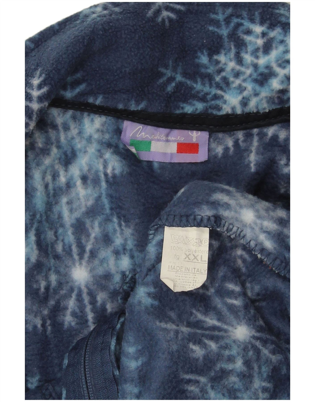 VINTAGE Dame Fleecejakke UK 20 2XL Navy Blue Fair Isle Polyester