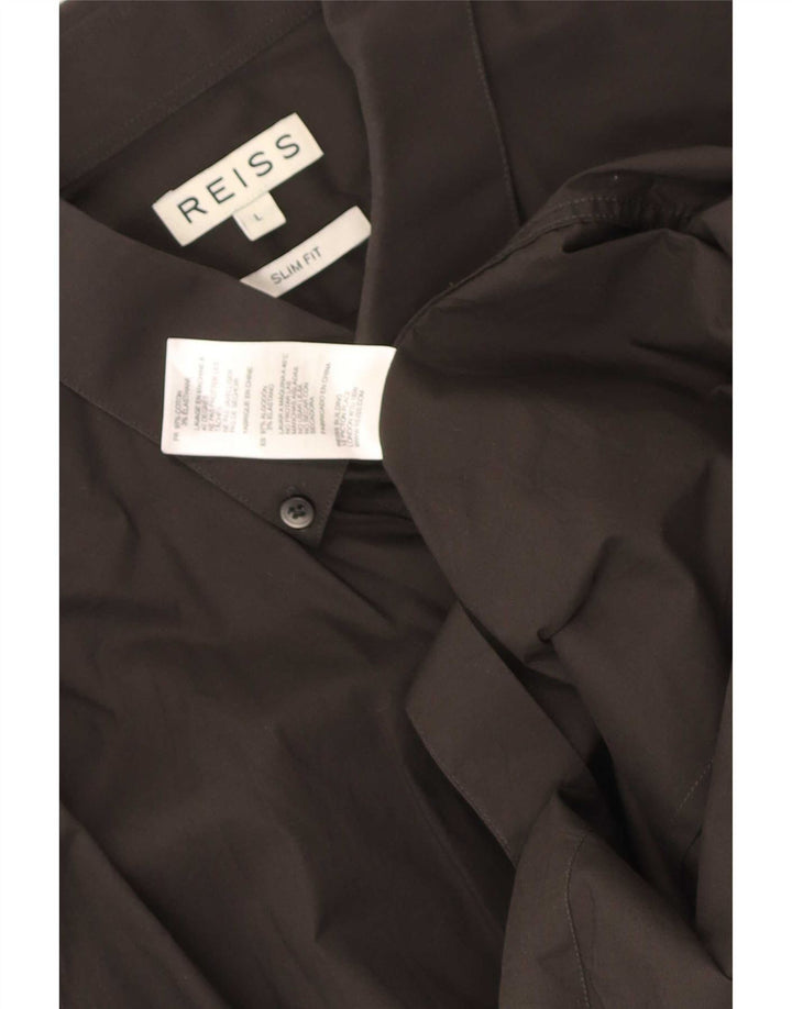 Reiss Slim Fit skjorte til mænd, stor sort bomuld