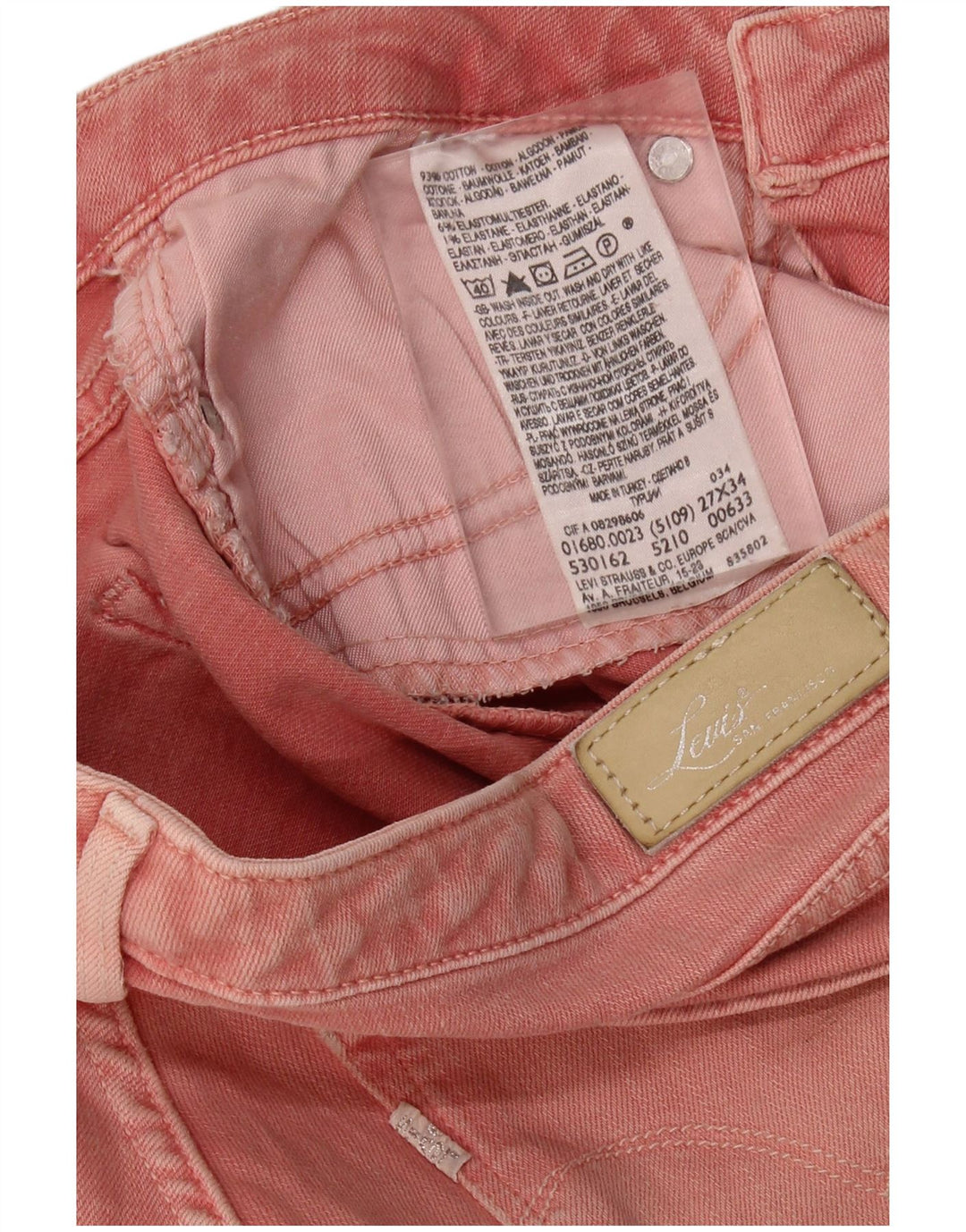 LEVI'S Womens Skinny Jeans W27 L27 Pink Cotton