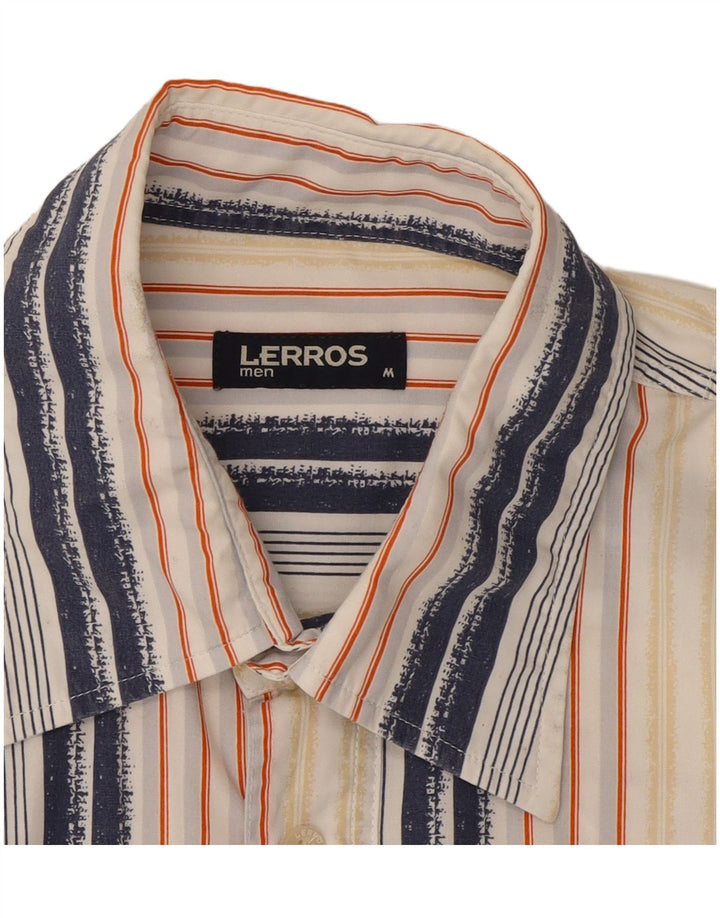 LERROS Mens Short Sleeve Shirt Medium Multicoloured Striped Cotton Classic