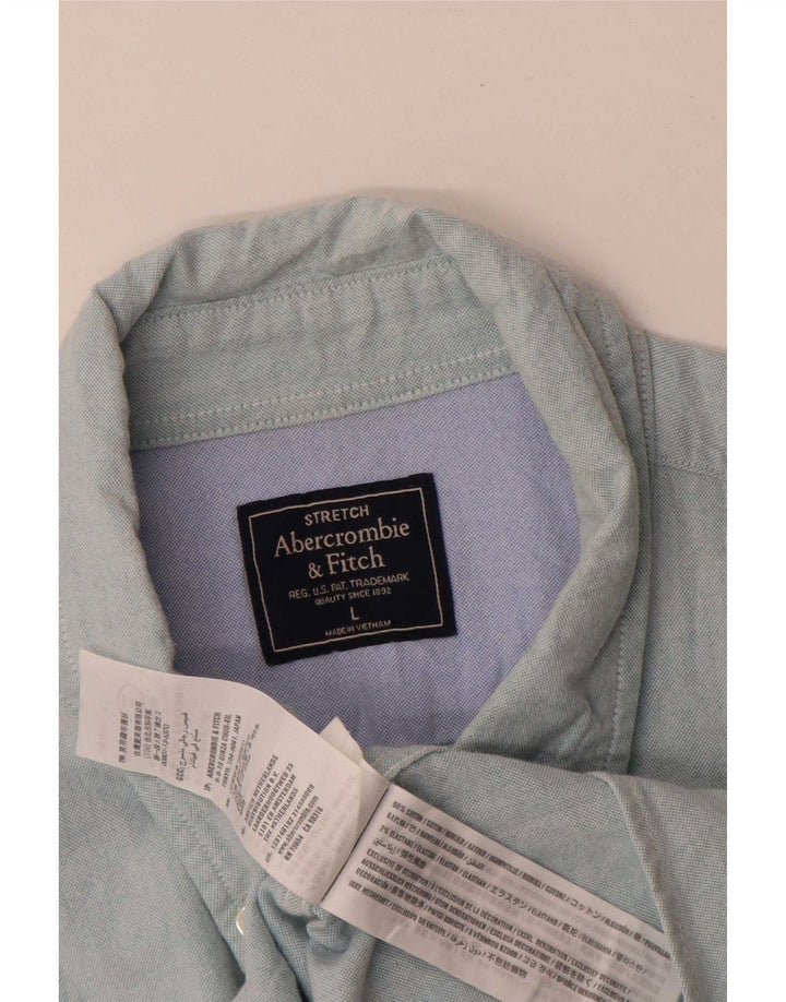 Abercrombie & Fitch Stretch-skjorte til mænd, stor blå bomuld