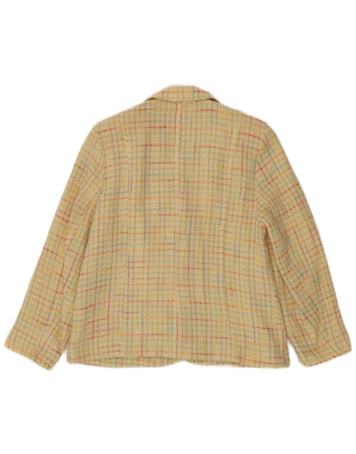 Vintage dame 3-knaps blazerjakke IT 42 Medium gul ternet bomuld