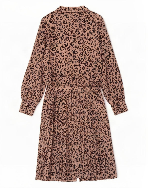 Marks & Spencer Dame Langærmet skjortekjole UK 20 2XL Pink Animal Print