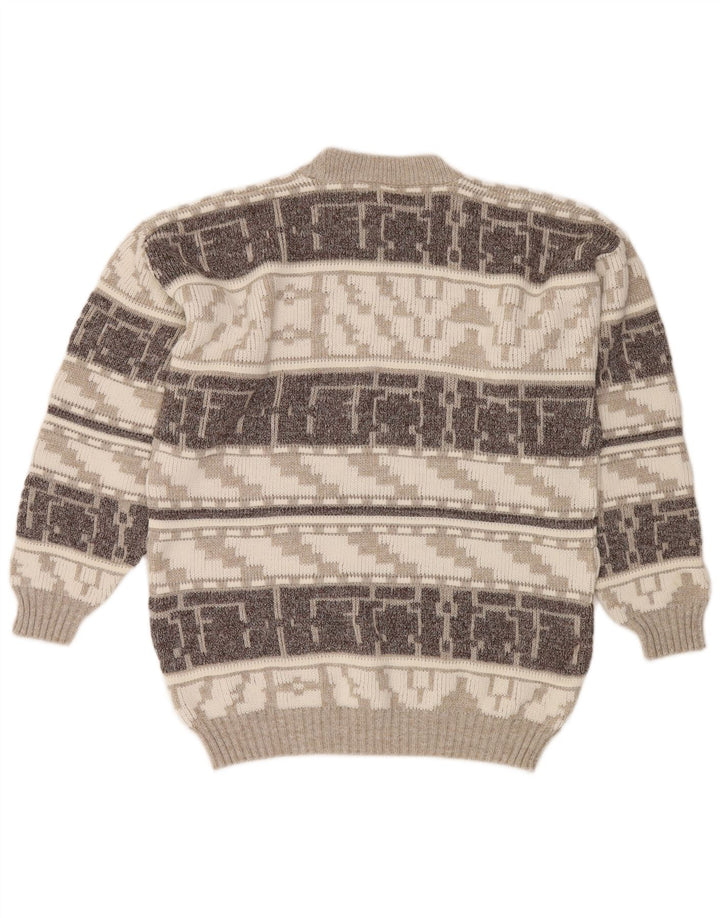 NICO Mens Crew Neck Jumper Sweater XL Grey Geometric Acrylic