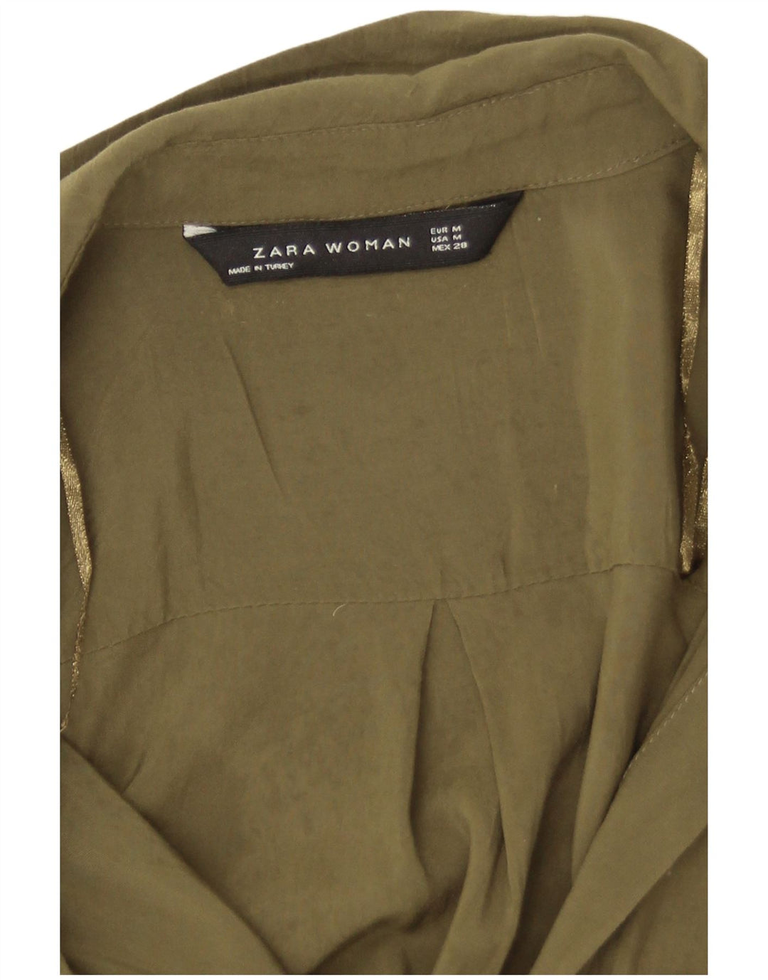 Zara Dame Longline Shirt Bluse UK 14 Medium Khaki