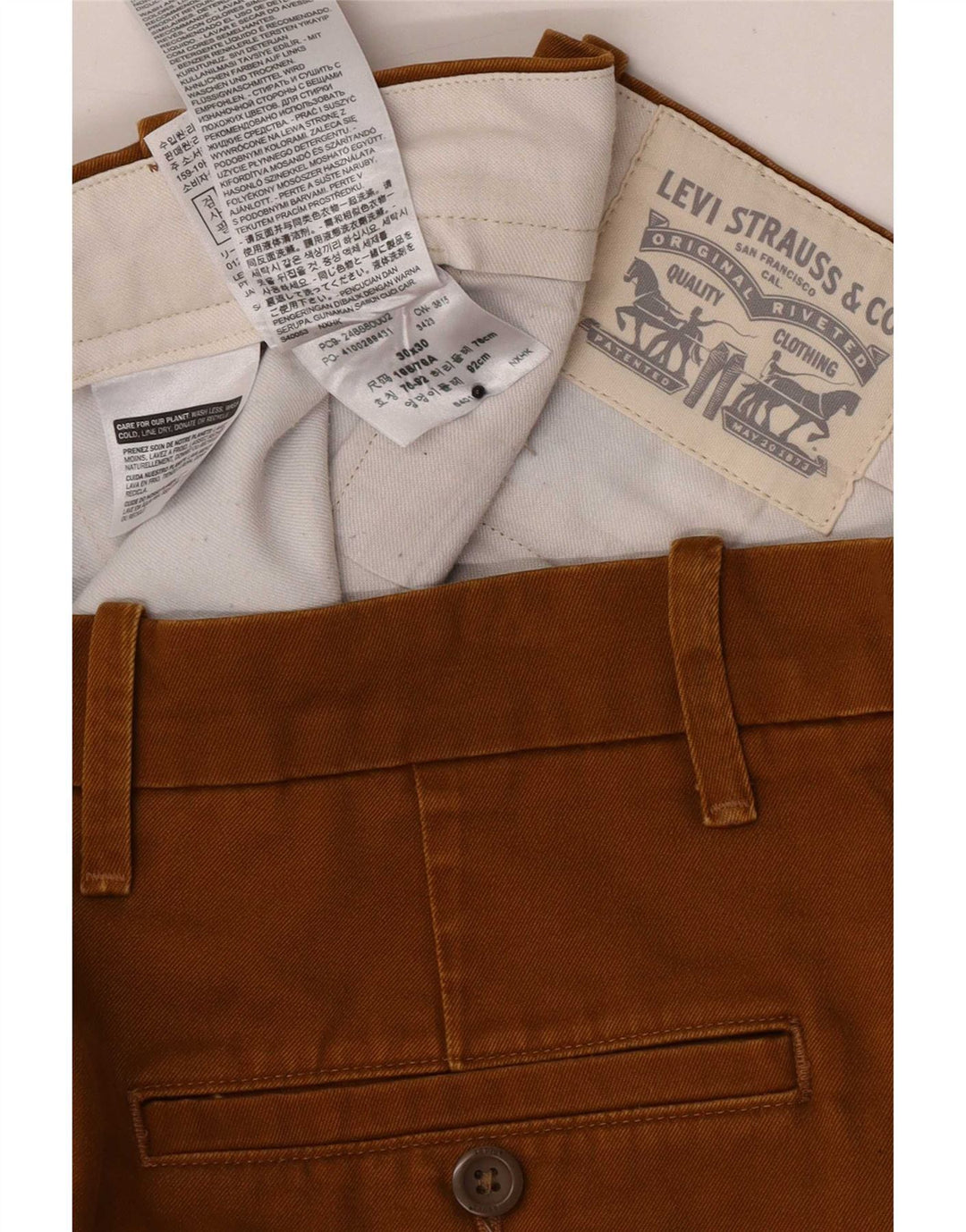 Levi's Straight Chino-bukser til mænd W30 L30 Brun bomuld