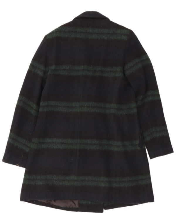 Peckott Womens Overcoat EU 40 Medium Navy Blue Striped Polyester