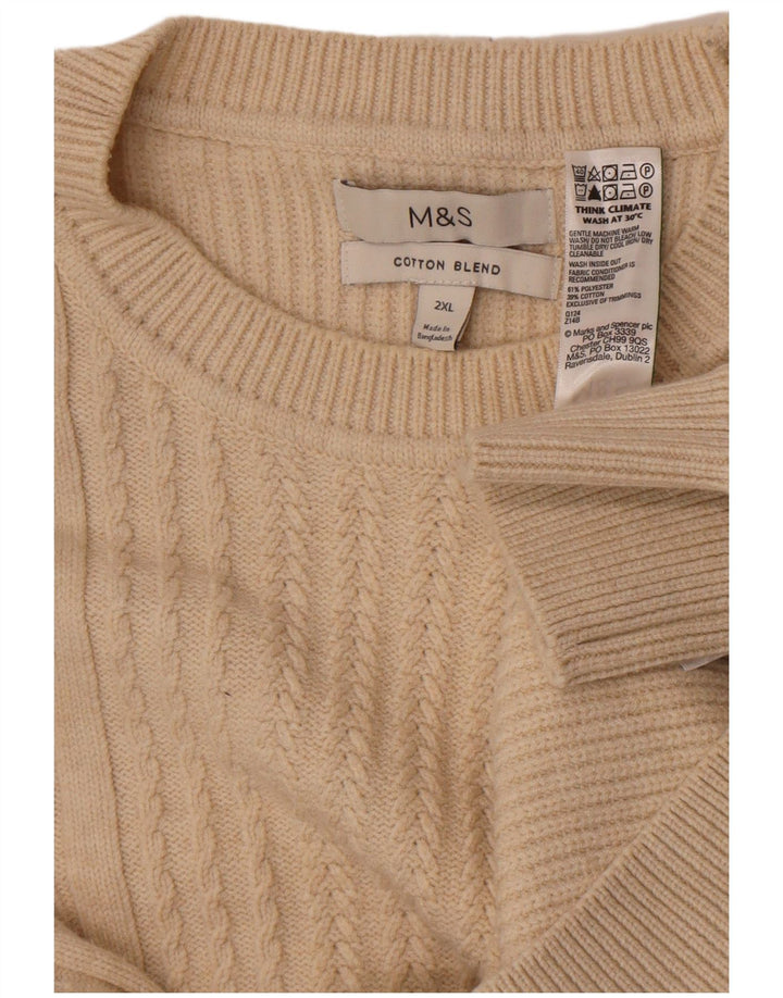 Marks & Spencer Herre sweater med rund hals 2XL beige polyester