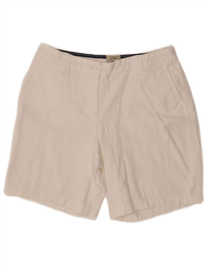 L.L.BEAN Dame Mid Rise Chino Shorts US 10 Large W30 White Bomuld