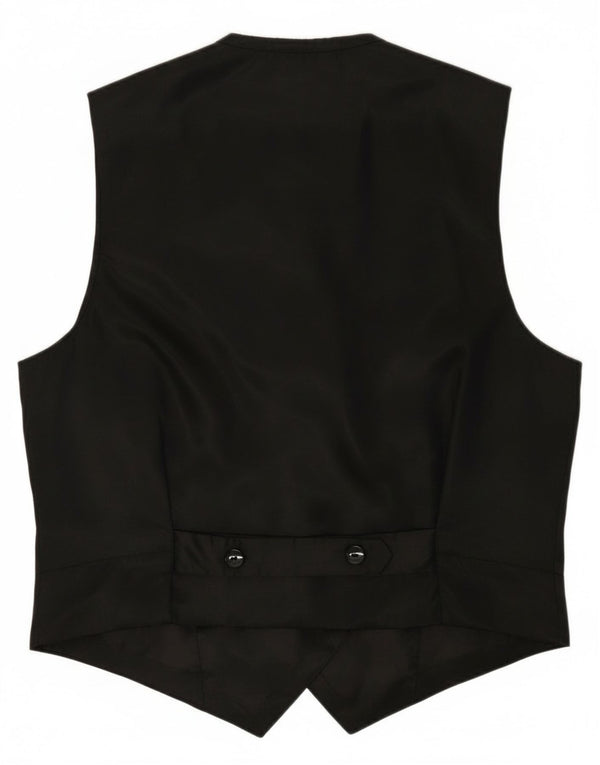 Vintage kvinders fløjl vest UK 16 Large Black Floral