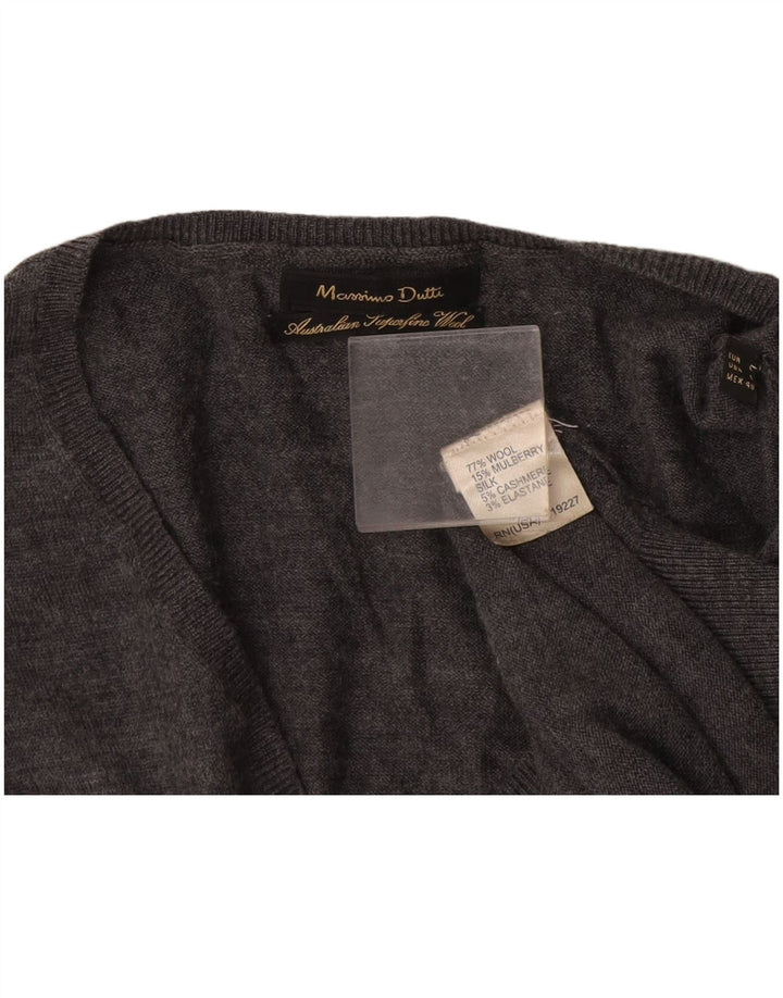 Massimo Dutti Herre V-hals sweater Stor Grå Uld