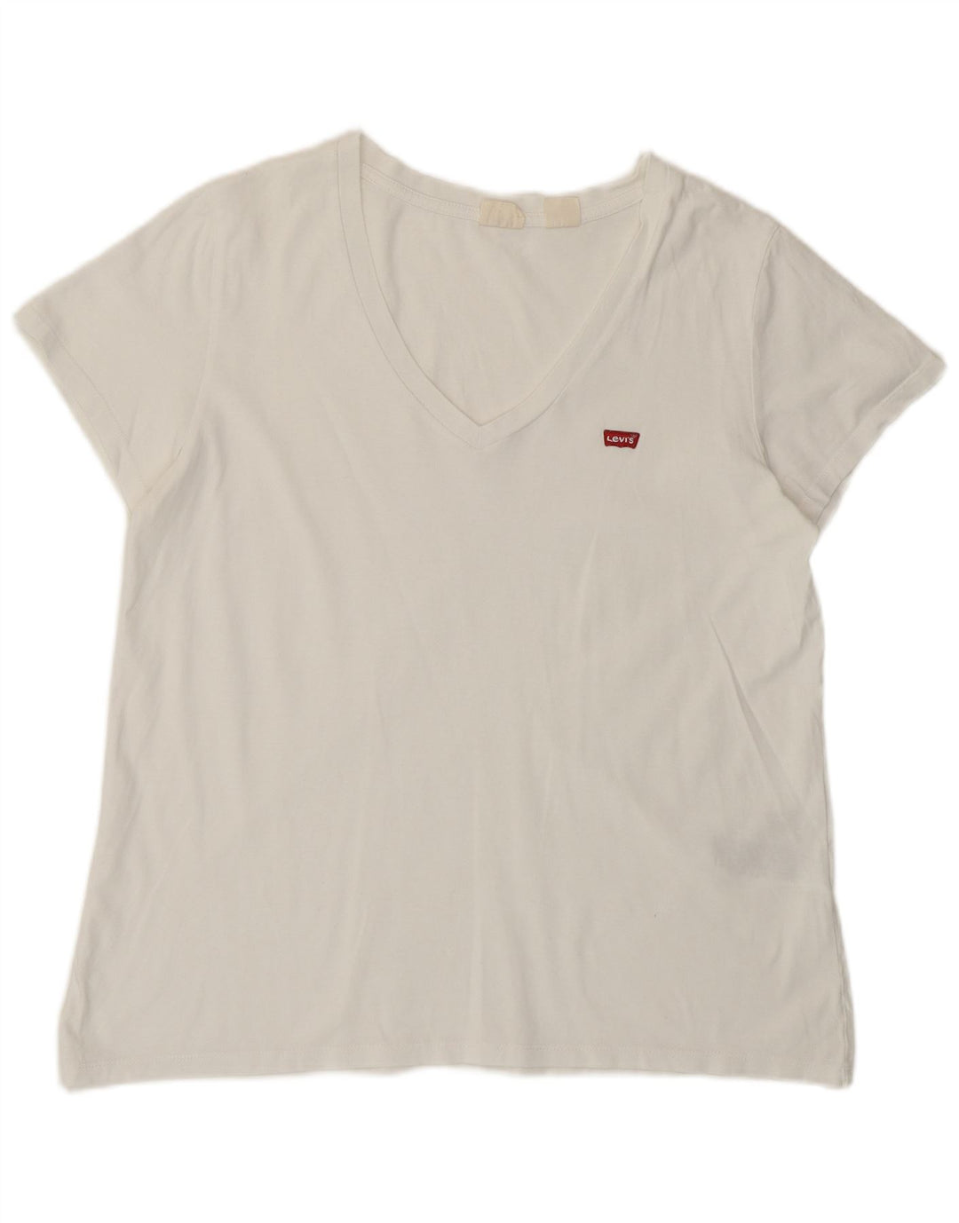 Levi's Dame T-Shirt Top UK 14 Stor Hvid Bomuld