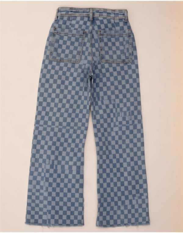 Zara Girls Wide Leg Jeans 13-14 Years W22 L25 Blue Geometric
