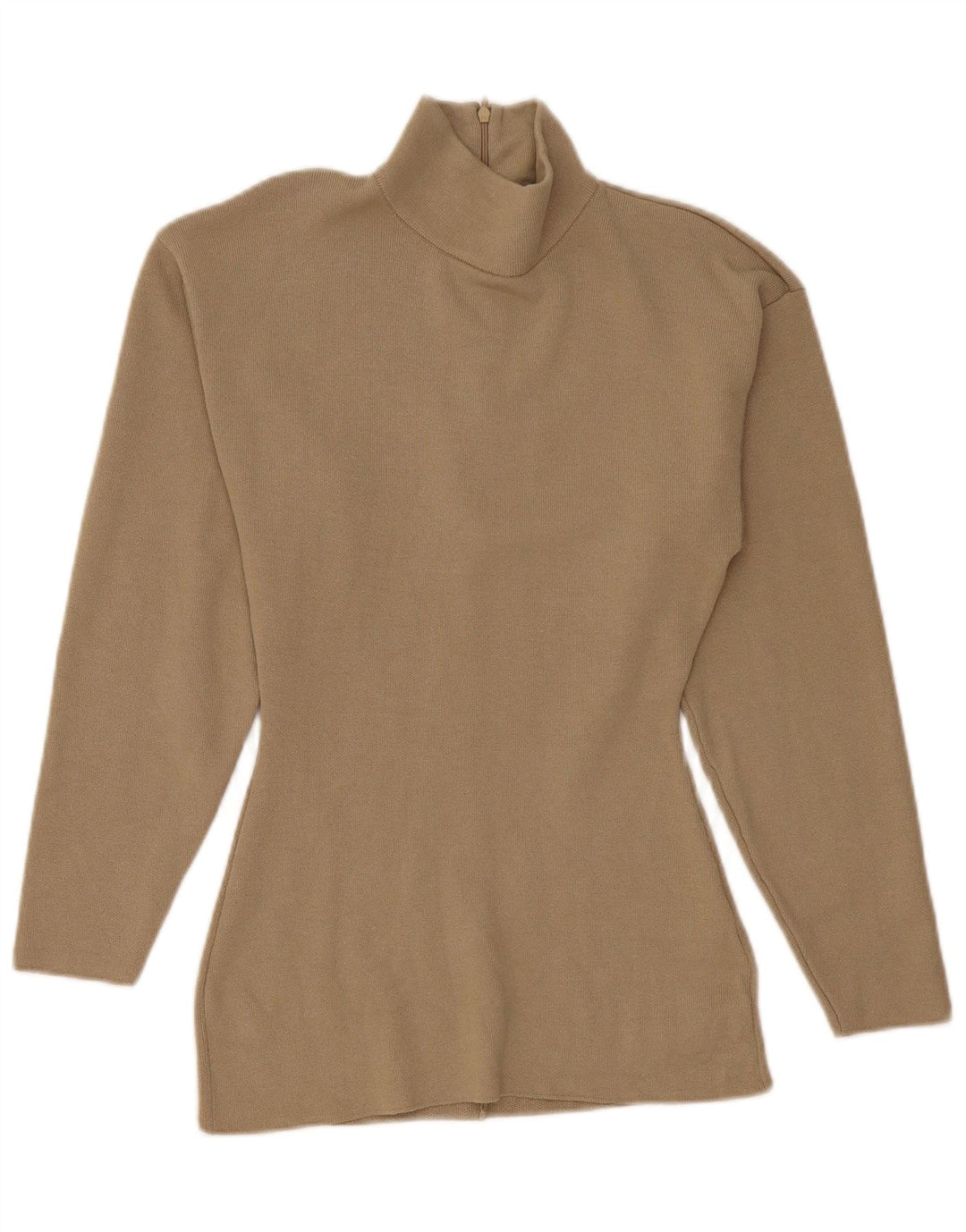 Zara Dame Turtle Neck Jumper Sweater UK 10 Small Beige Viscose