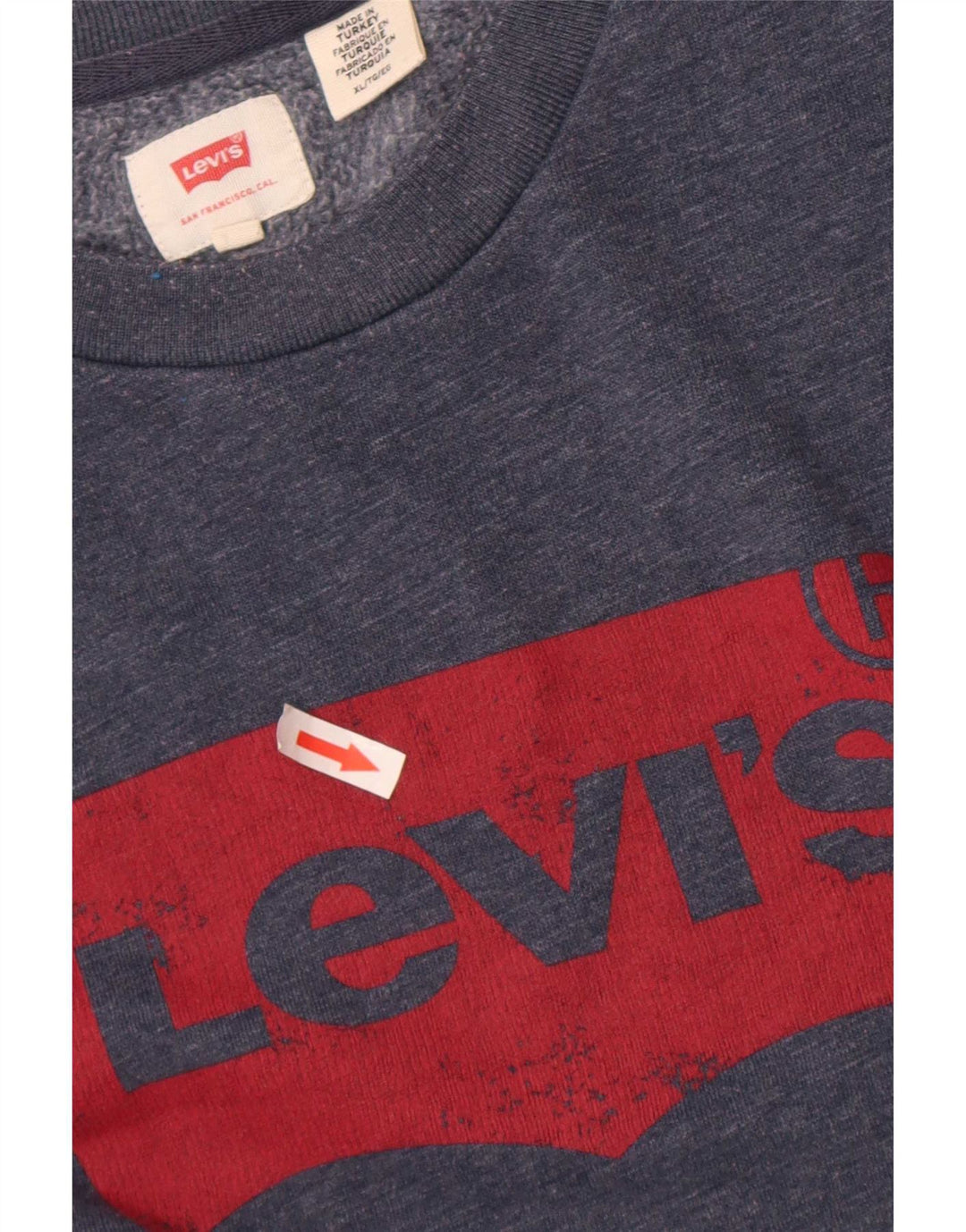 Levi's grafisk sweatshirt til mænd XL marineblå flækket bomuld