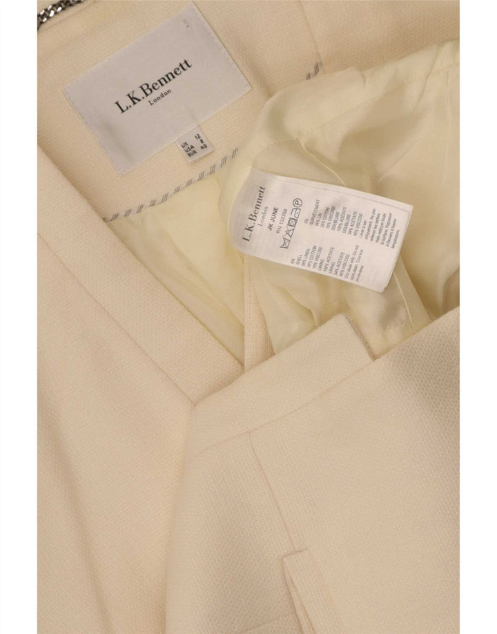 L.K. Bennett Dame 3/4-ærmet blazerjakke UK 12 Medium Beige Linen