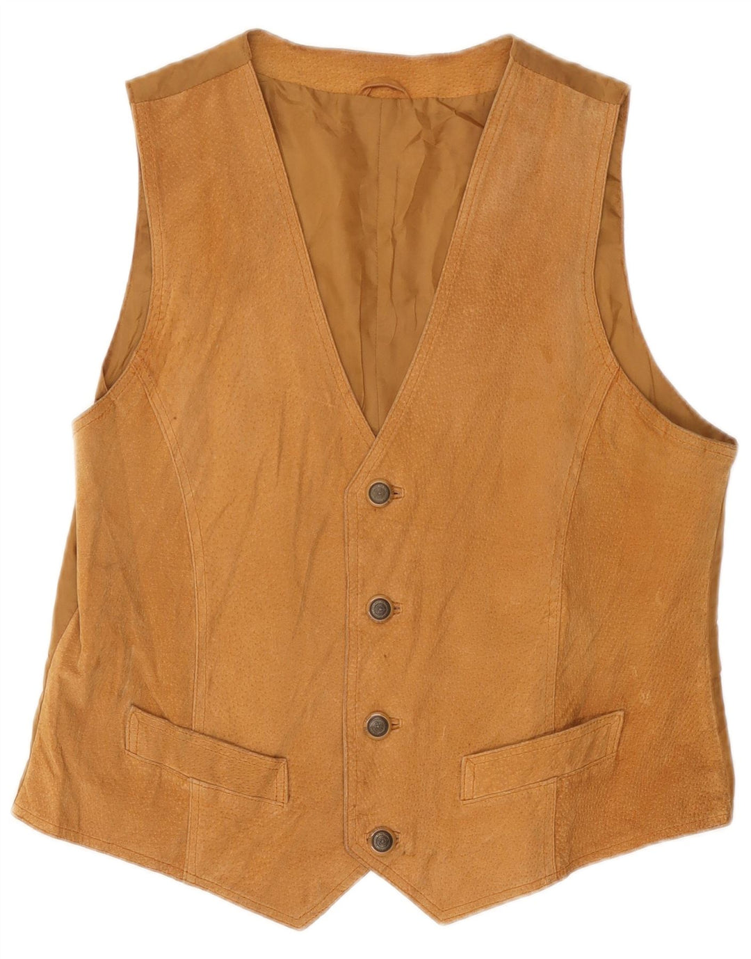 Vintage herre ruskindsvest mellembeige læder