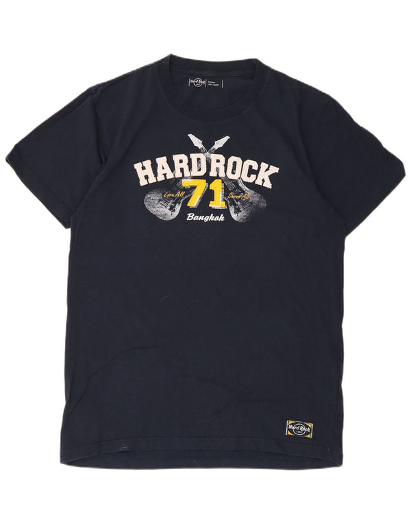 Hard Rock Cafe Herre Bangkok Grafisk T-Shirt Top Medium Marineblå Bomuld