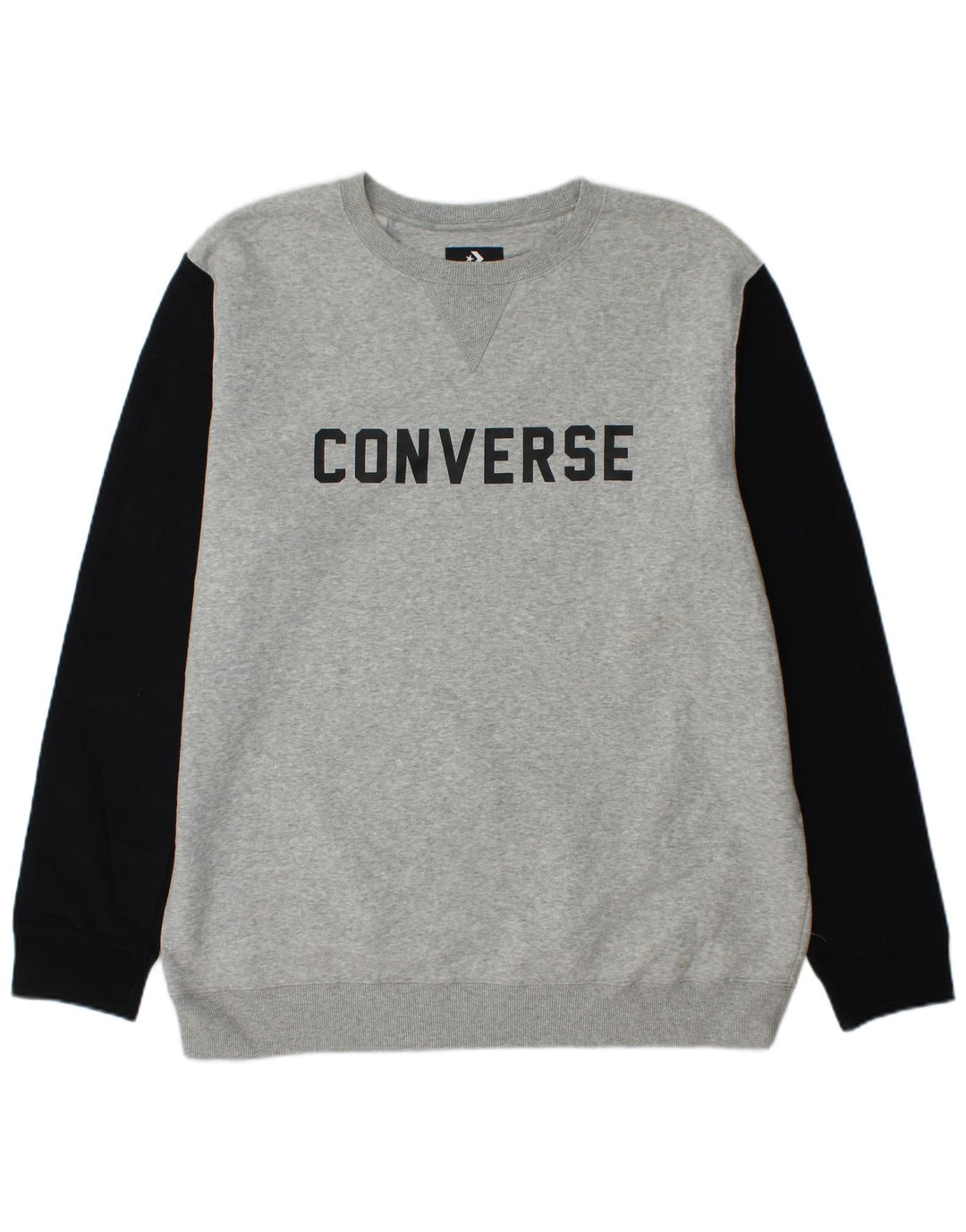 CONVERSE Grafisk sweatshirt til mænd XL Grå Colourblock Bomuld
