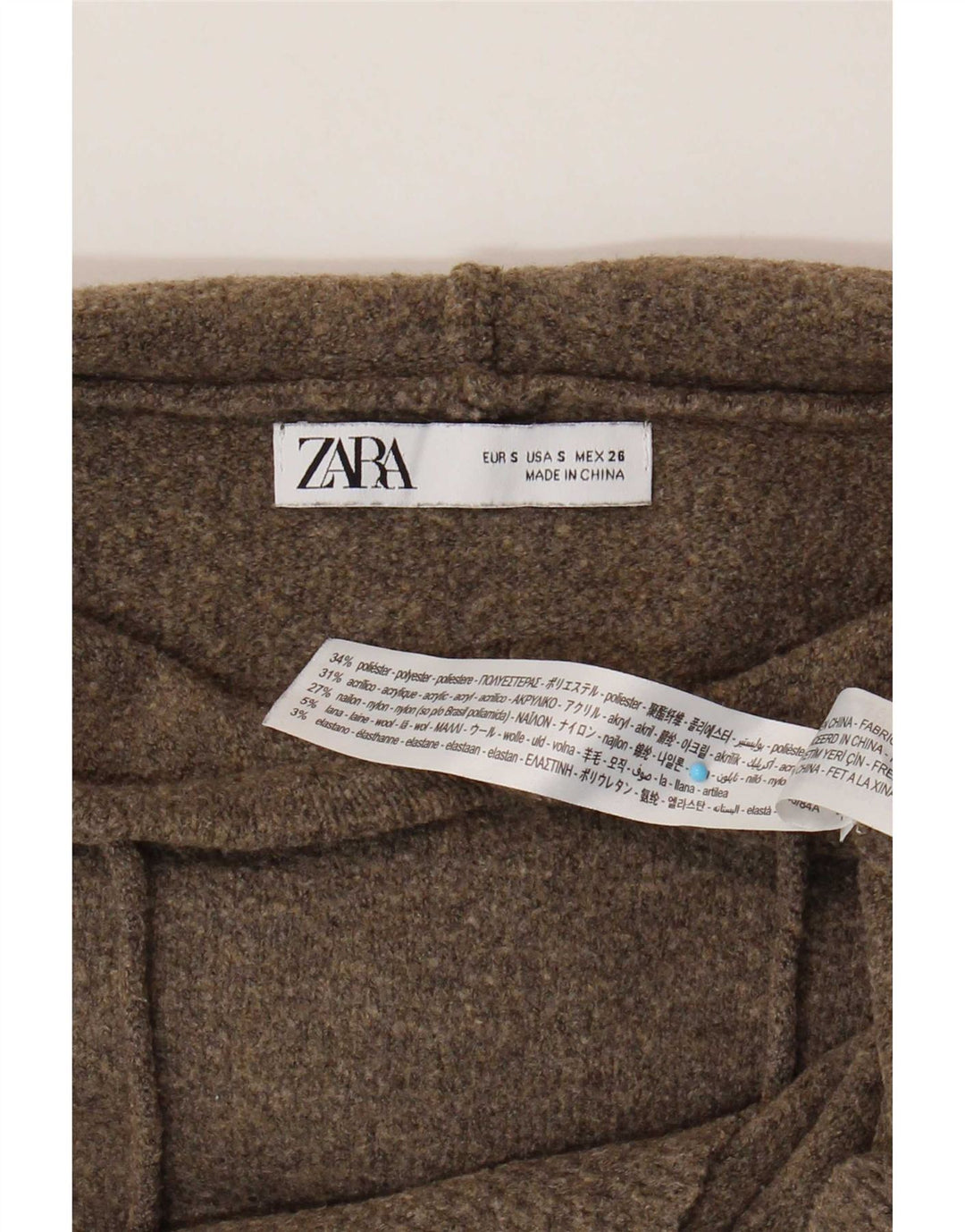 Zara hættetrøje til kvinder i overstørrelse UK 10 Lille brun polyester