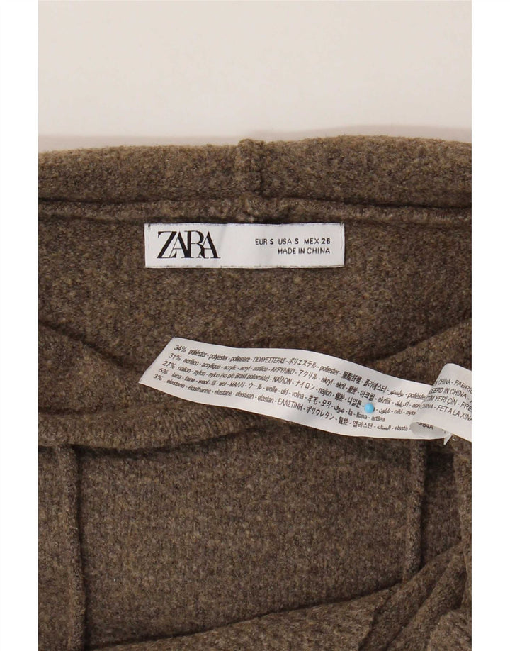 Zara hættetrøje til kvinder i overstørrelse UK 10 Lille brun polyester