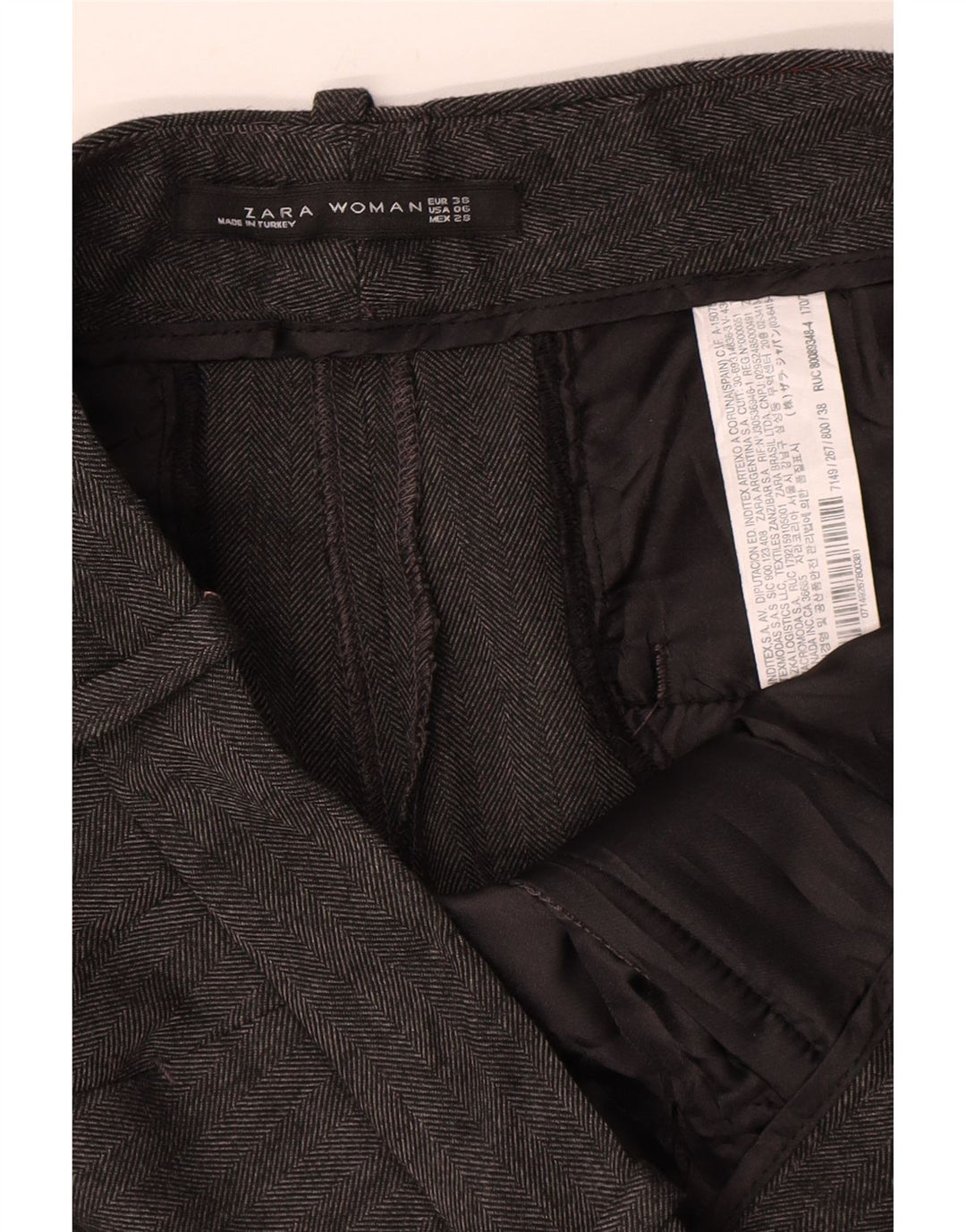 Zara Slim Chinobukser til kvinder EU 38 Small W28 L28 Grå sildeben