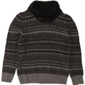 EDDIE BAUER Herre Shawl Neck Jumper Sweater Small Grey Fair Isle Wool
