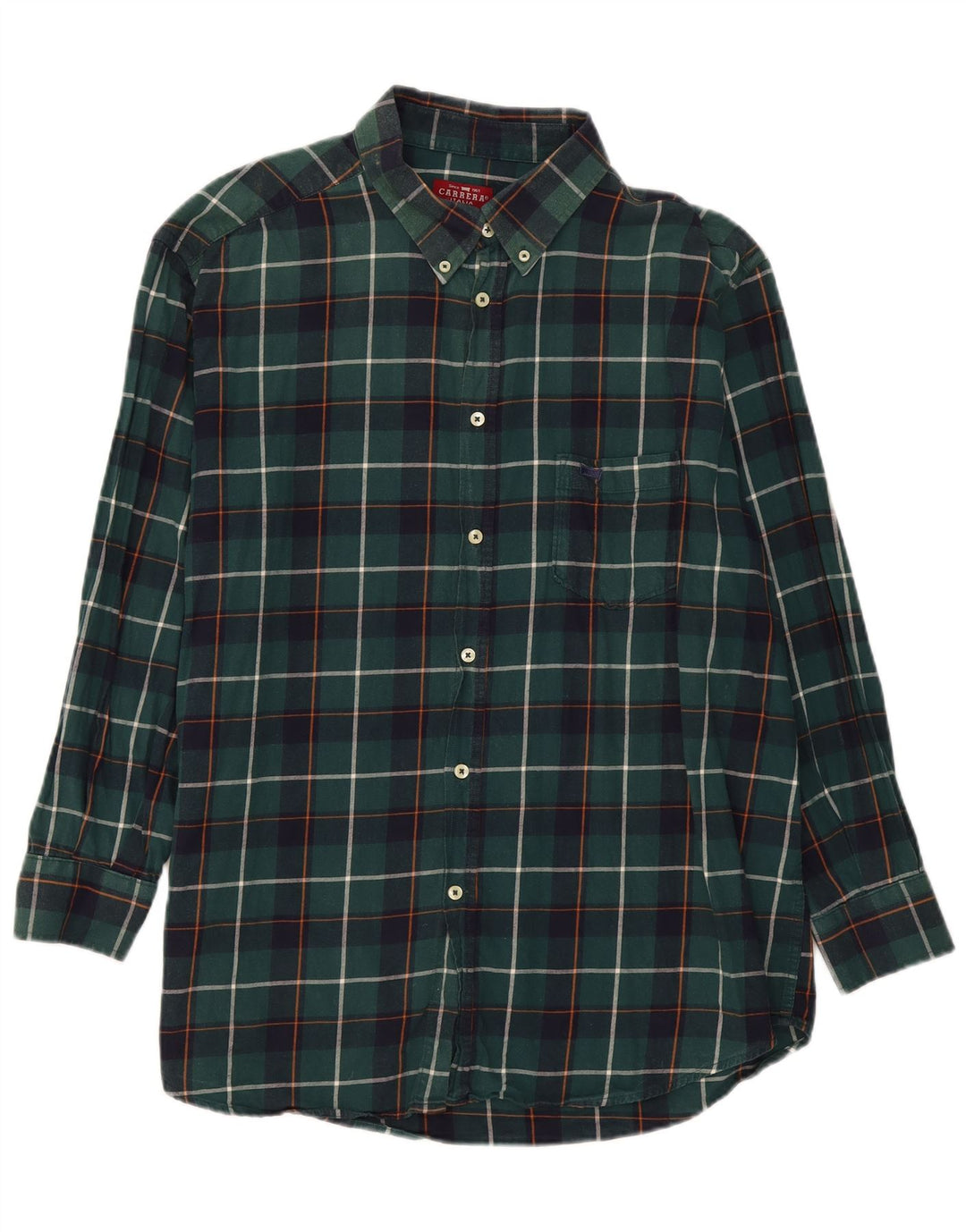 Carrera Herre Regular Fit Flanellskjorte 2XL Grøn ternet bomuld