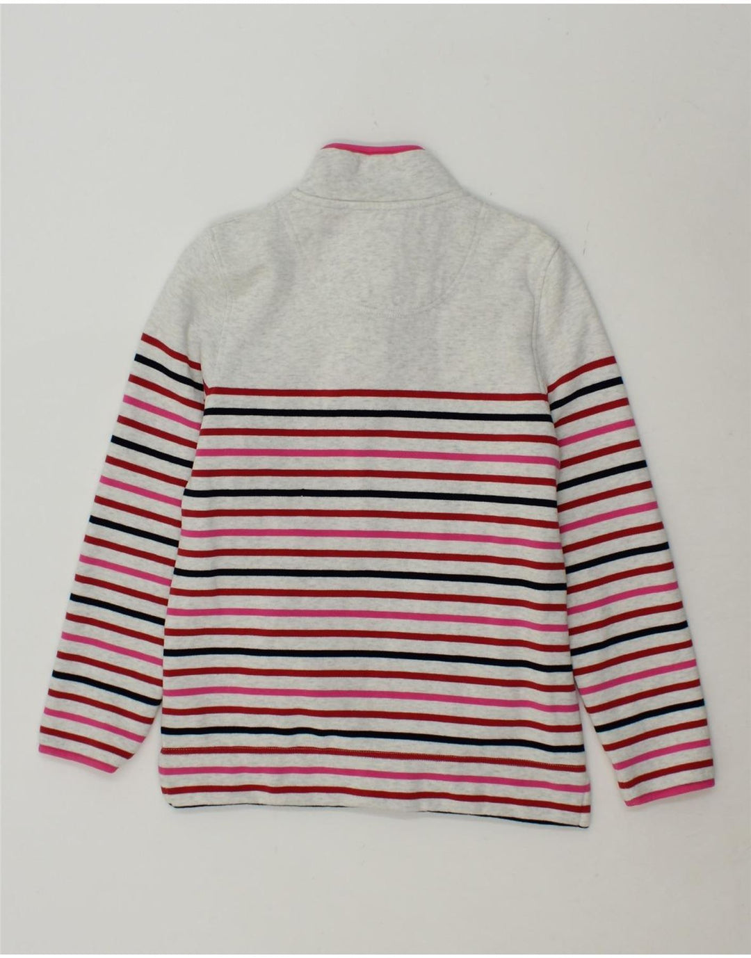 CREW CLOTHING Womens Button Neck Sweatshirt Jumper UK 8 Small Grey Striped Vintage Crew Clothing and Second-Hand Crew Clothing from Messina Hembry 