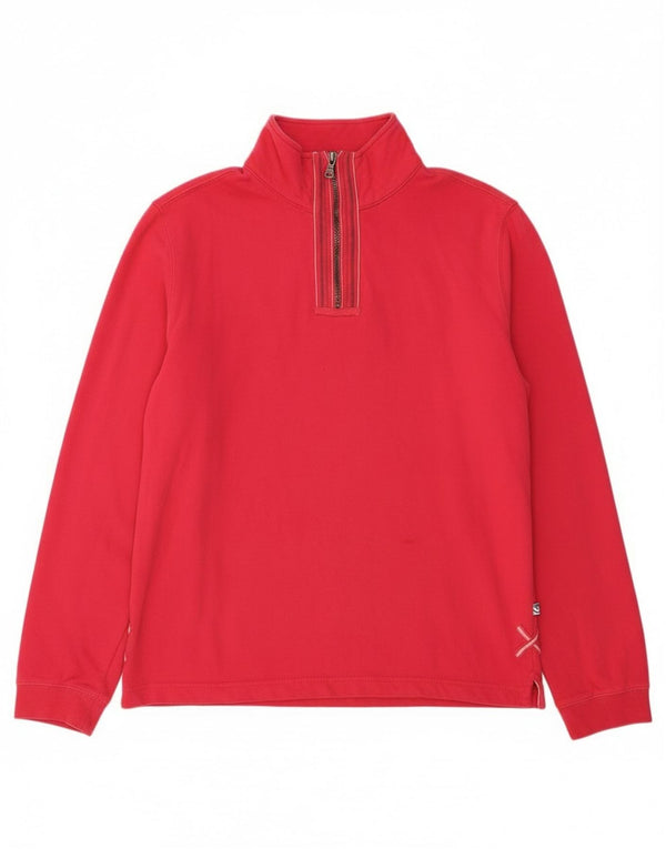 White Stuff Womens Zip Neck Sweatshirt Jumper UK 12 Medium Pink Bomuld