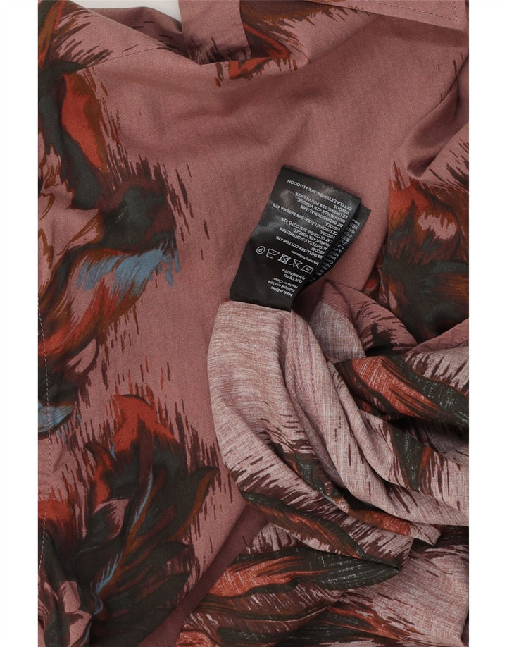 VINTAGE herreskjorte stor lyserød blomstret bomuld