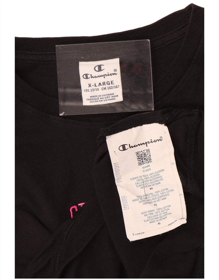 CHAMPION Pige T-Shirt Top 13-14 år XL Sort Bomuld