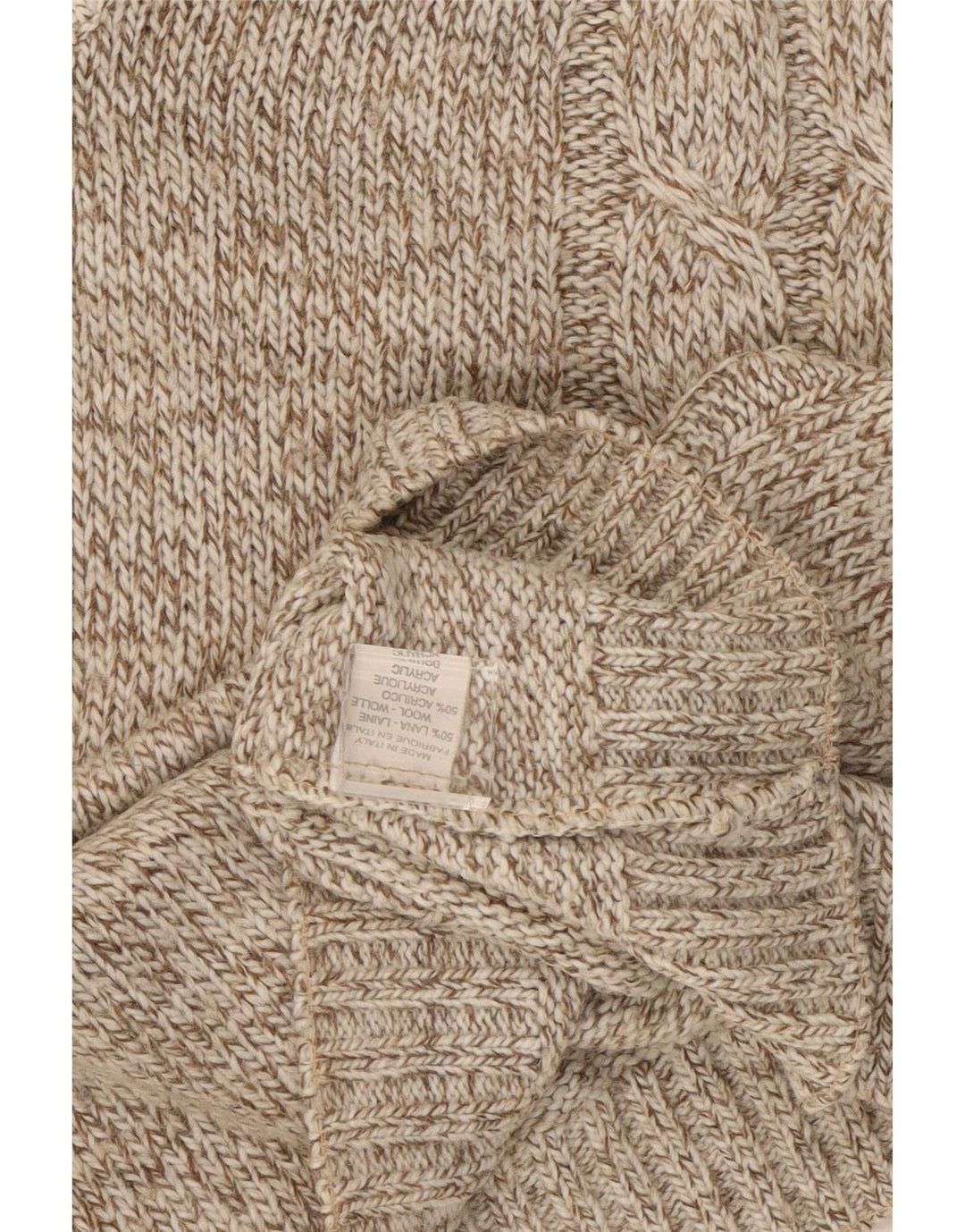 Vintage Herre V-hals sweater XL Brun Flecked Uld