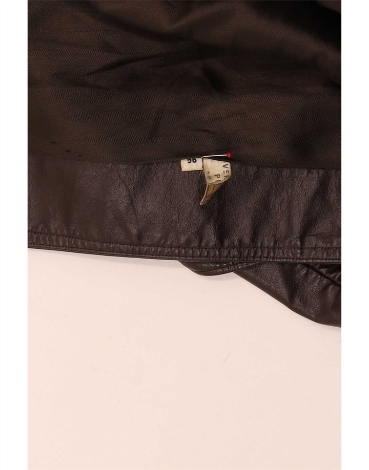 Vintage herre læder dobbeltradet frakke IT 56 2XL Brun Klassisk