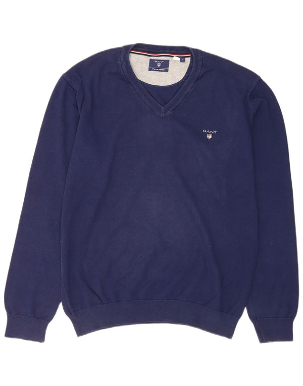 Gant Herre V-hals sweater Stor marineblå polyamid