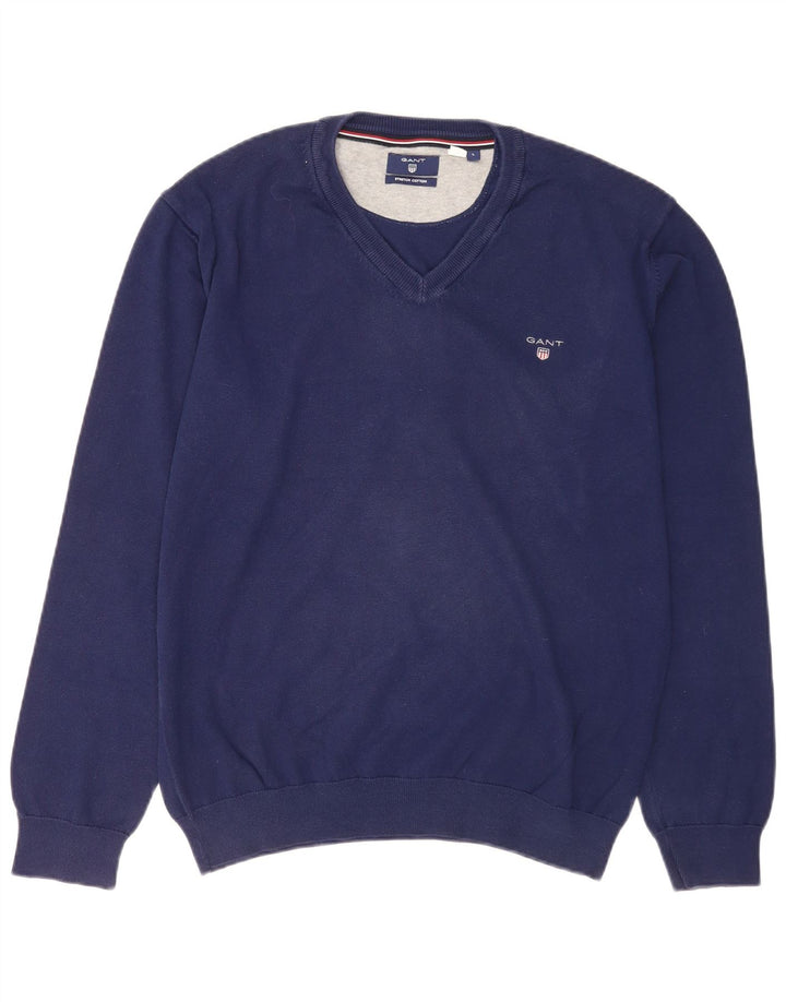 Gant Herre V-hals sweater Stor marineblå polyamid