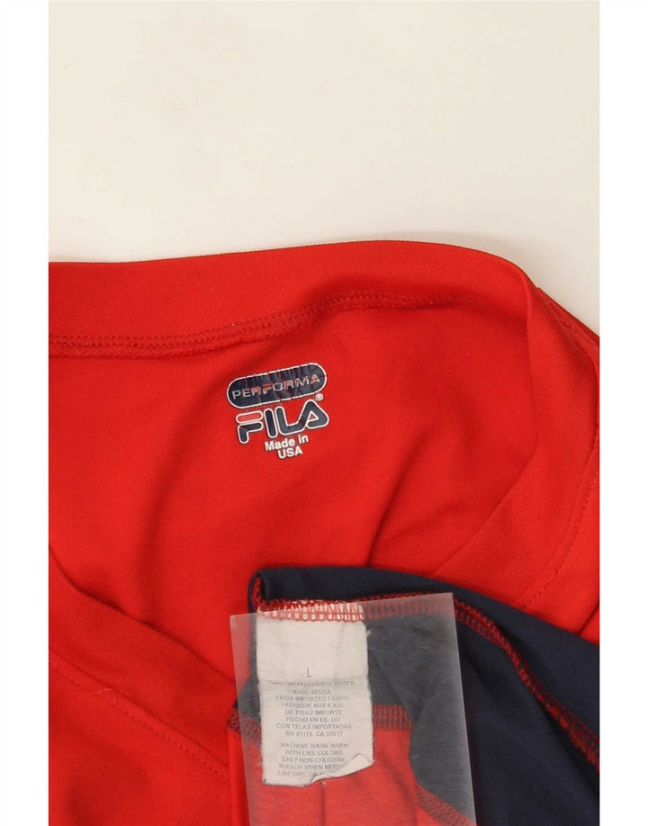 Fila Herre Top Langærmet Stor Rød Colourblock Polyester