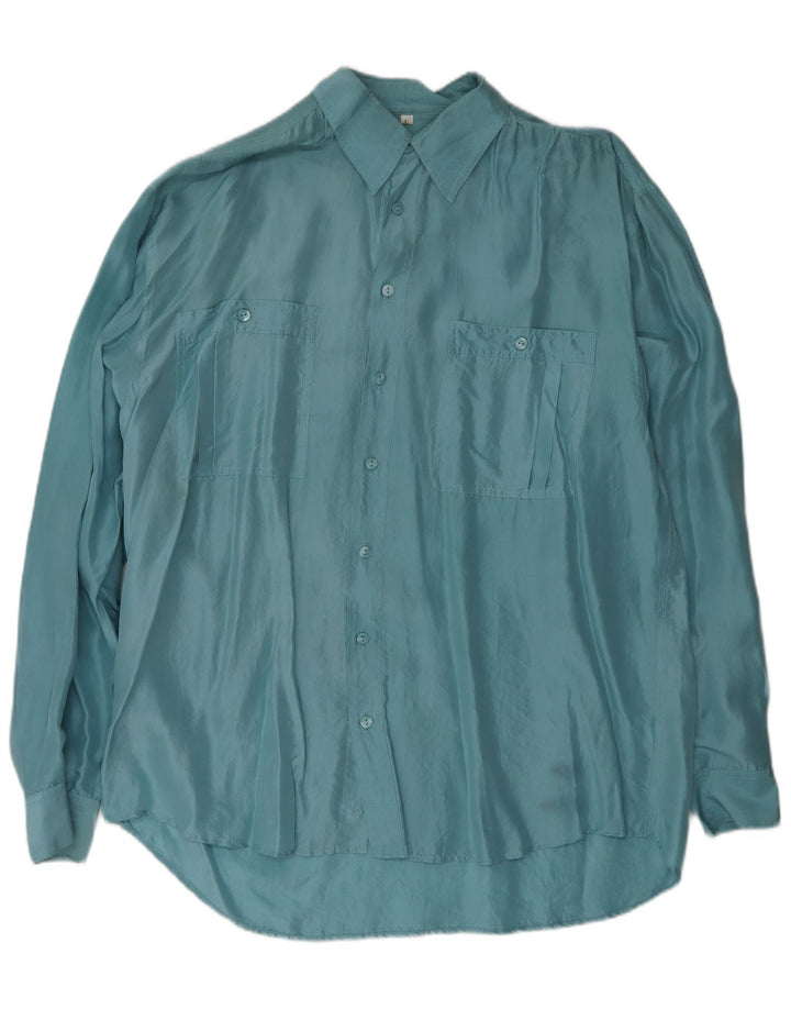 AQUILA Herreskjorte Stor Blå Silke