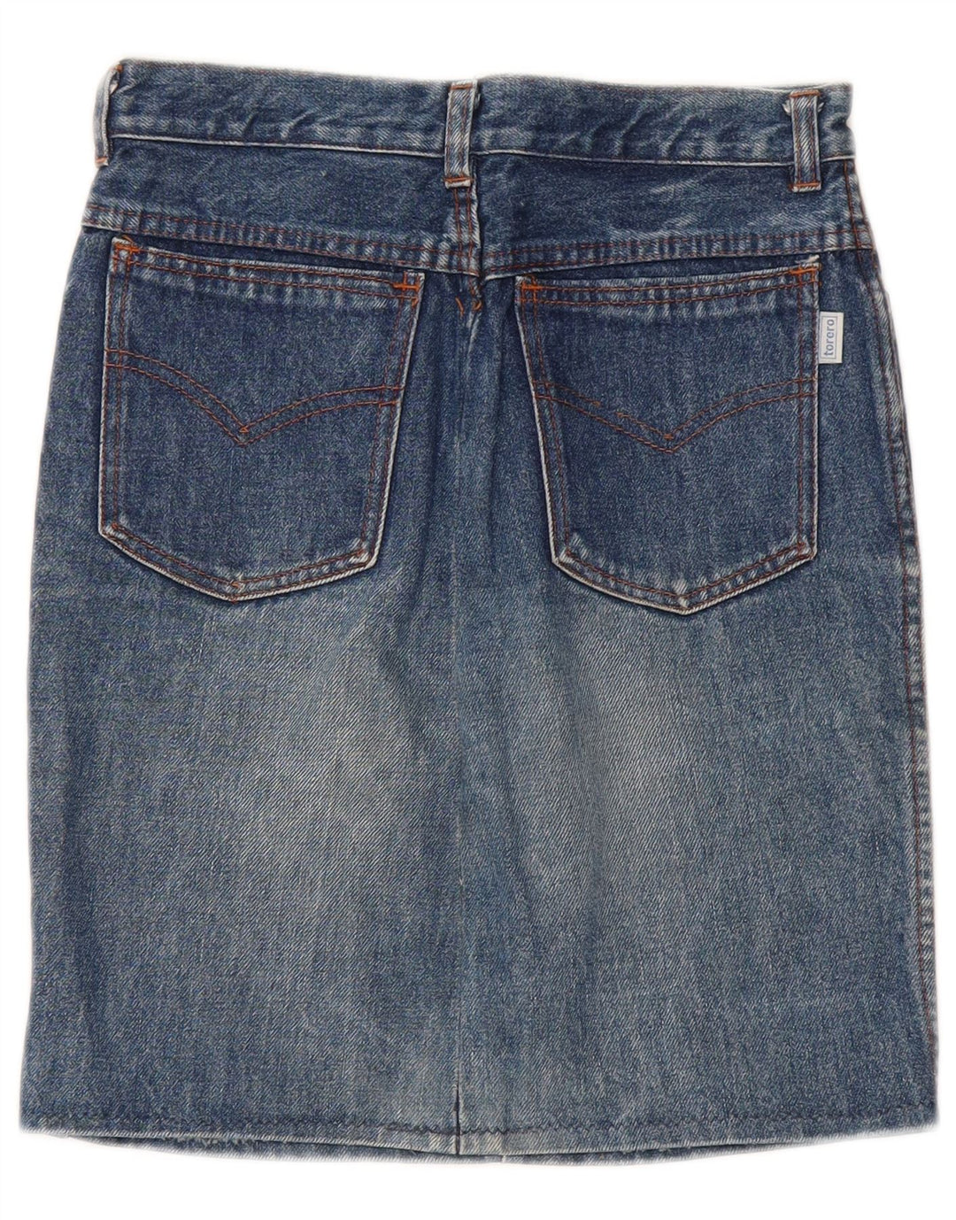 VINTAGE Piger High Rise denimnederdel 15-16 år W24 Blue Cotton