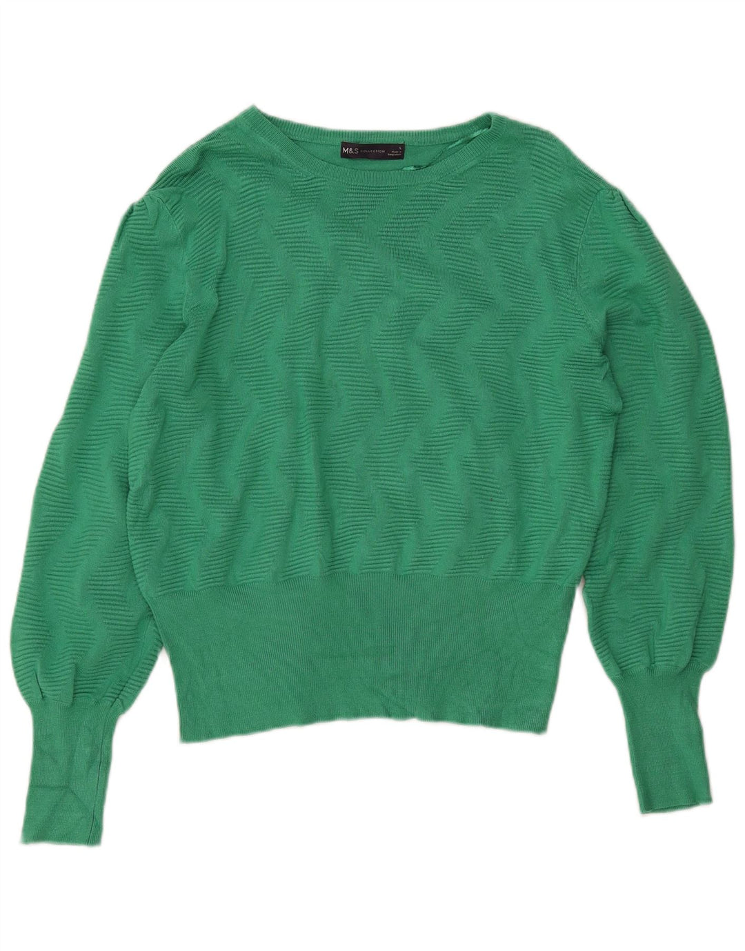 Marks & Spencer Dame Crop Boat Neck Jumper Sweater UK 14 Large Green