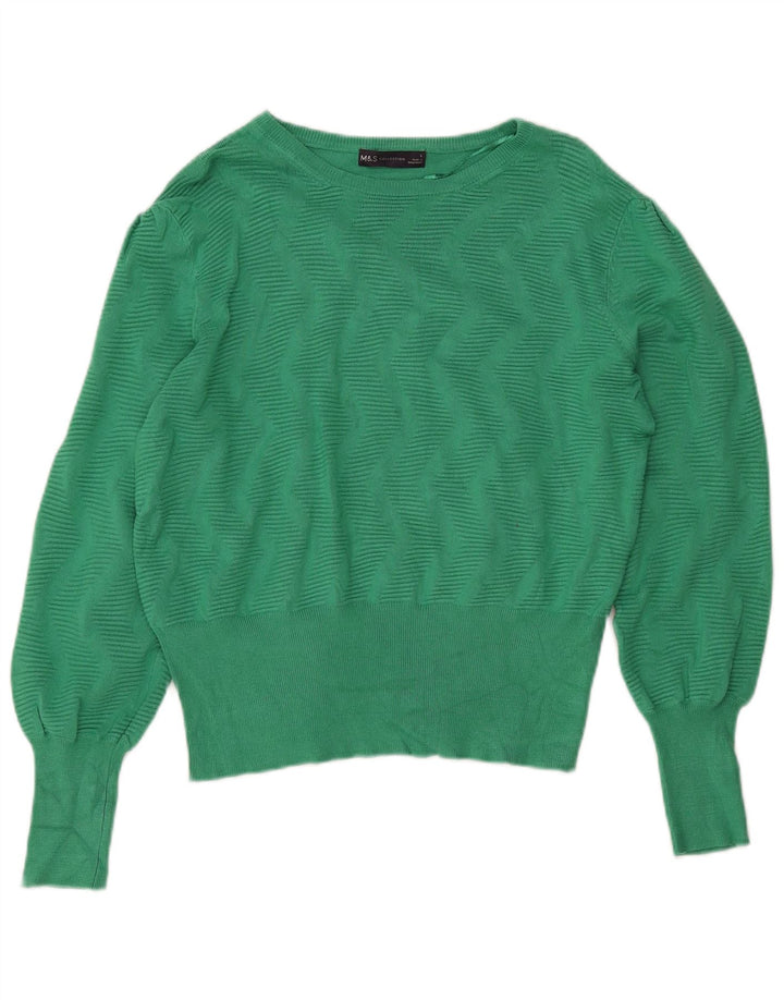 Marks & Spencer Dame Crop Boat Neck Jumper Sweater UK 14 Large Green